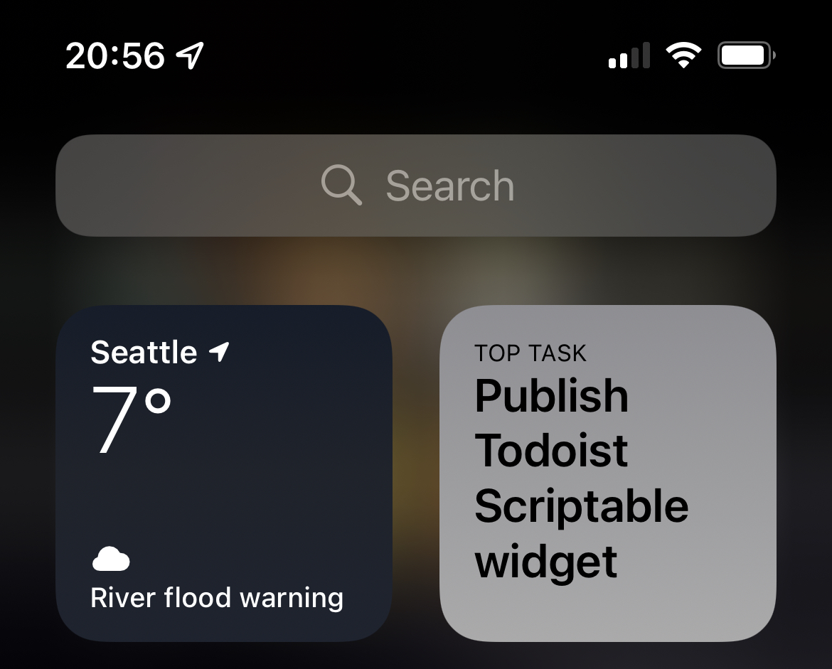 Scriptable Todoist widget that selects a top task from a filter